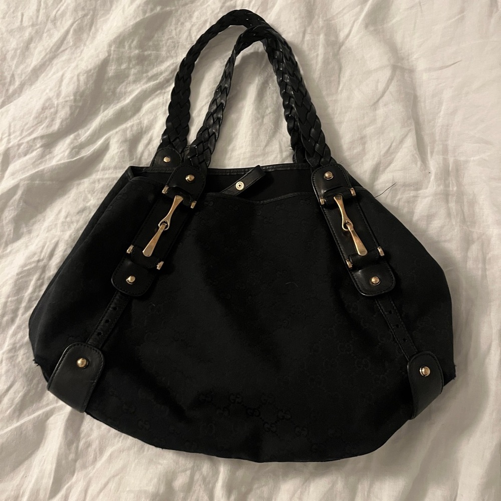 black gucci GG canvas pelham tote bag